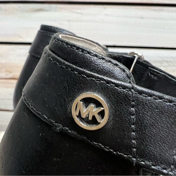 Michael Kors Wendy Snakeskin Strappy Black Elastic High Heel Sandals Women's 8.5 - Picture 4 of 9